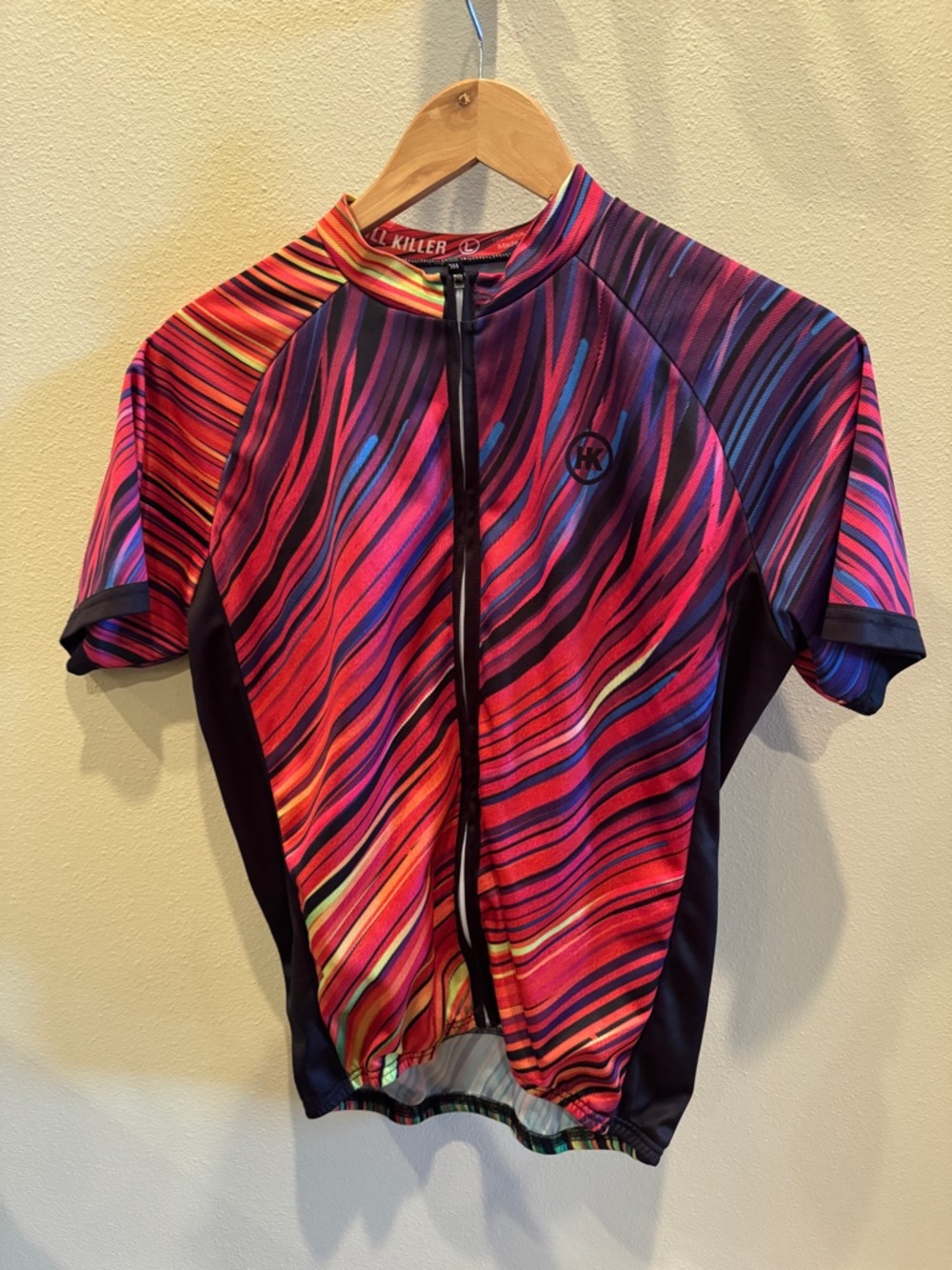 Hill Killer.  Women’s cycling full zip shirt. Large